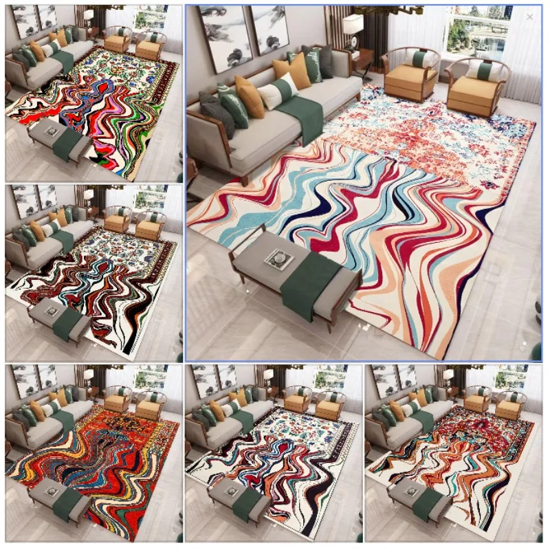 

Geometric Semi Flowing Light and Fresh Carpet Anti Slip Cleaning Kitchen Area Carpet Living Room Home Office Washable Decoration