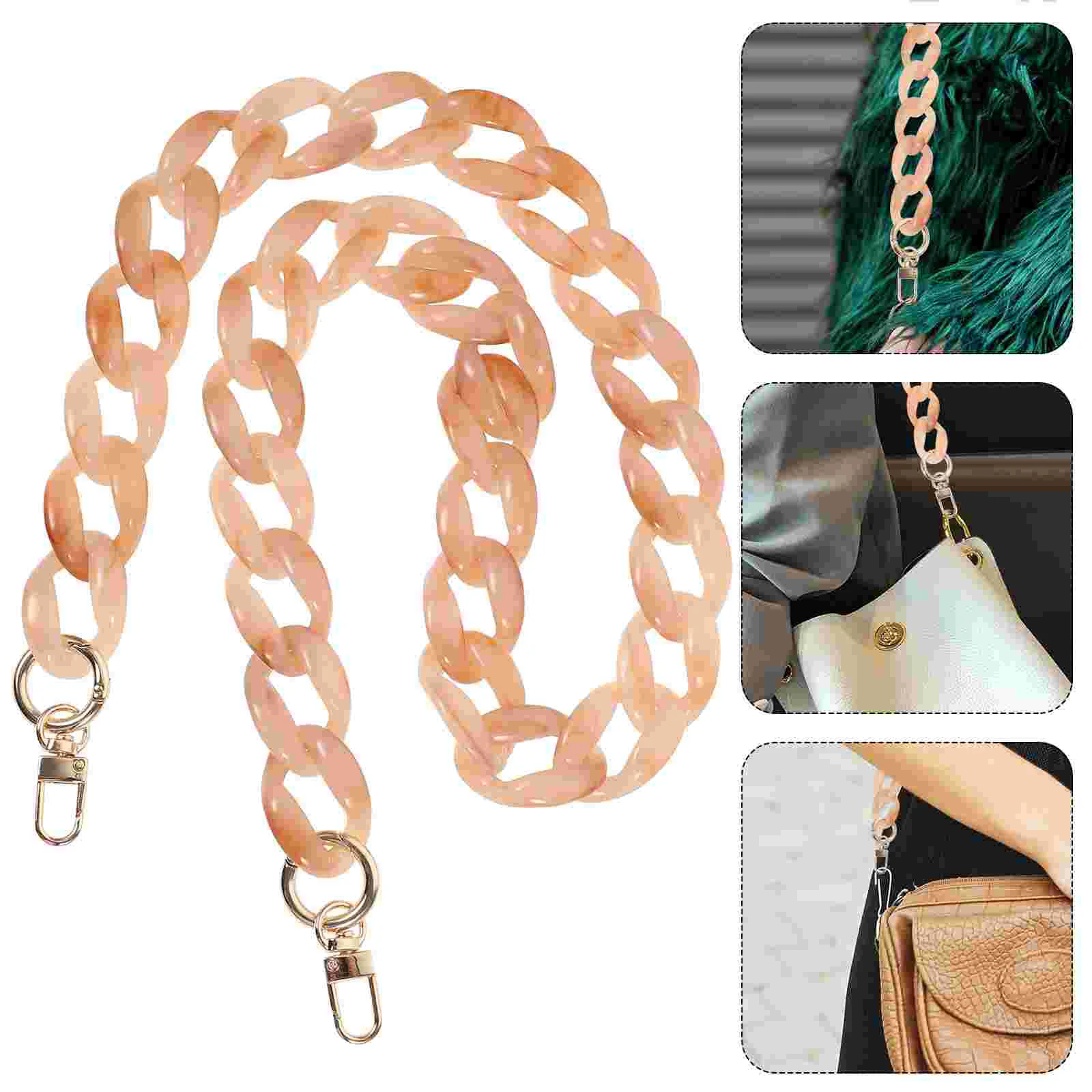 

Shoulder Bag Resin Chain Crossbody Purses Detachable Handbag Beige Ornament Woman