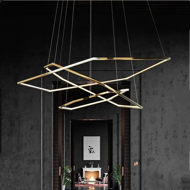 

Hexagon Suspension Light Luxury Gold Fitting Modern Design LED Pendant Lamp for living room Villa Minimalist Lighting Decoration