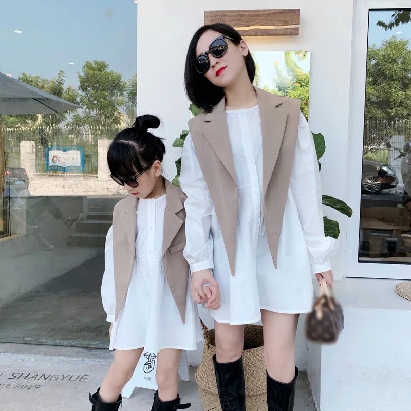 Mother Daughter Matching Autumn Dressess Women\'s Business Clothing Suits Fashion 2023 Mom And Baby Girl Matching Clothes Dress