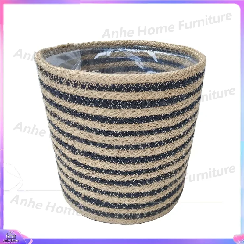 Luxury Seaweed Pet Bed Foldable Dog Cat House Eco Friendly Woven Basket Soft Warm Kennel Cushion Black White Natural