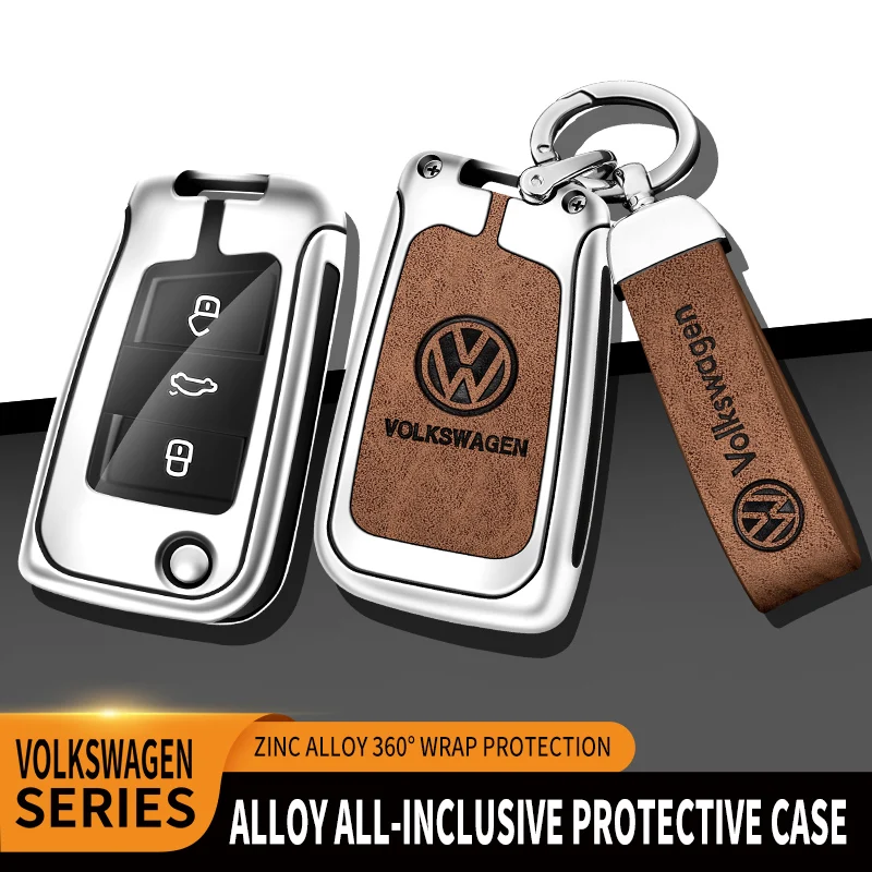 Car TPU Zinc Alloy Key Case Bag Car Key Chain Metal Key Shell For Volkswagen VW Tiguan MK2 Golf 7 MK7 T-Cross T-ROC Polo Touran