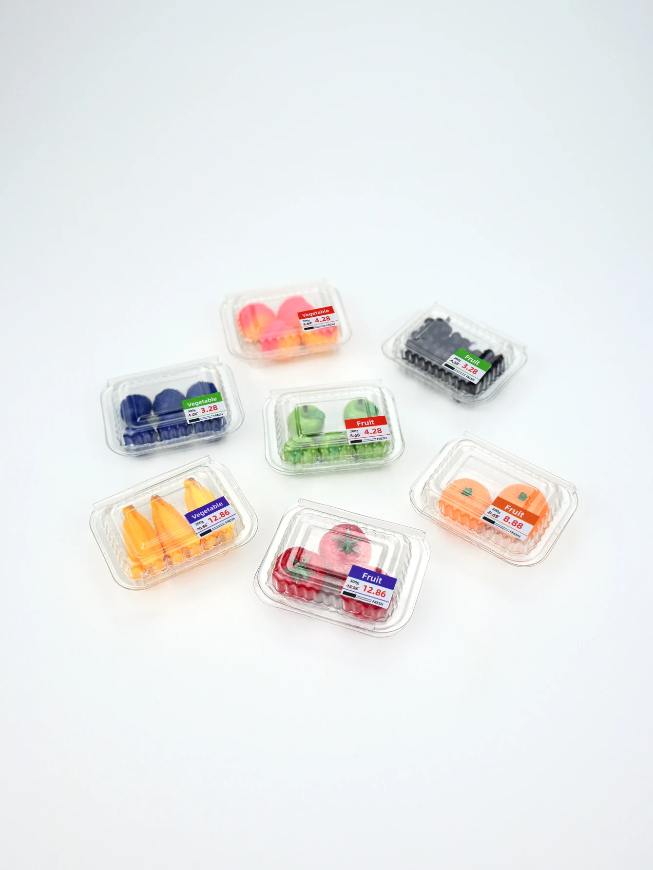 A Box of Miniature Supermarket Fruits, 1/6, 1/12 Scale Realistic Supermarket Simulation, Dollhouse Accessories, Role-Playing, Miniature Blueberries, Miniature Oranges, Miniature Grapes
