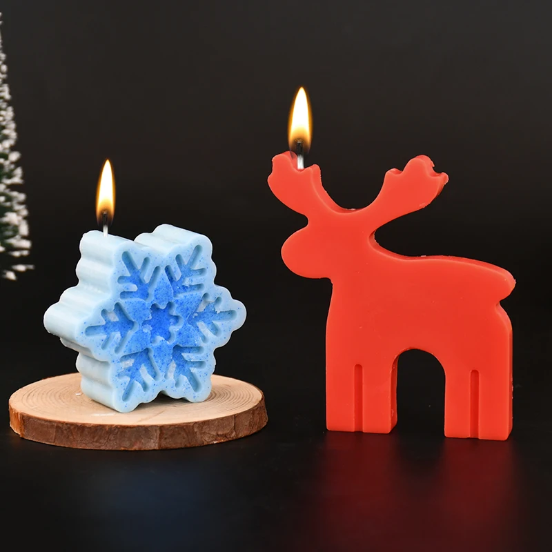 Christmas Silicone Candle Molds 3D Deer Xmas Tree Gingerbread Man DIY Aromatherapy Making Tool Christmas Sugar Cake Baking Decor