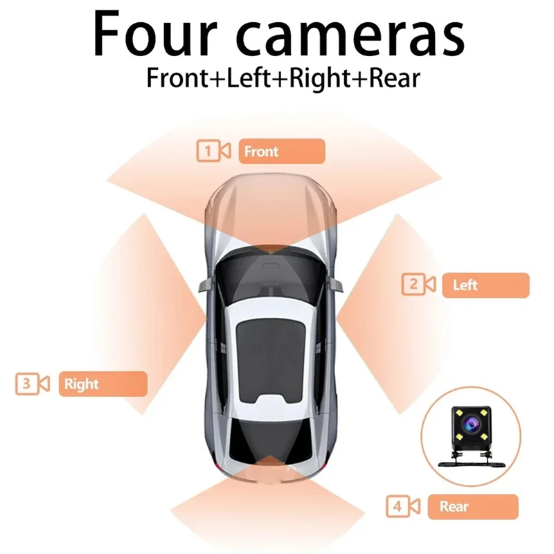 

CGS-2.0-Inch Car Quad-Record HD Night Vision Tachograph Car Front And Rear Left And Right Simultaneously Recording