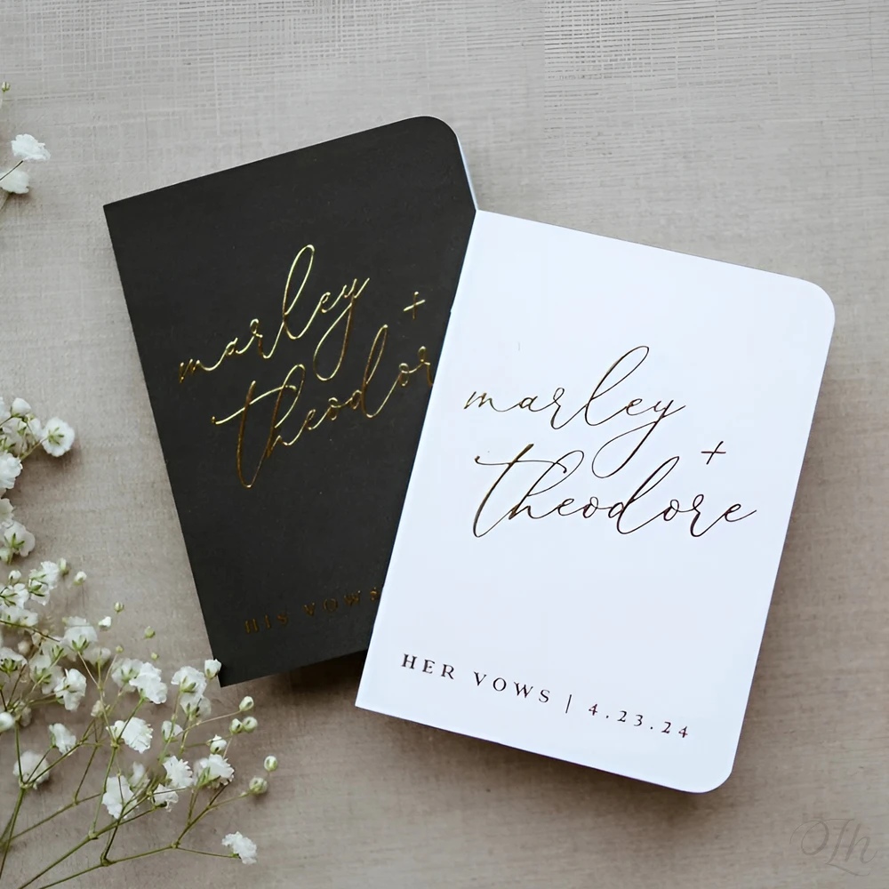 

Vows Book Sets of Two Black and White Wedding Vows Book, Personalized Vow Book A6 Size 30 Pages His and Her Vow Books