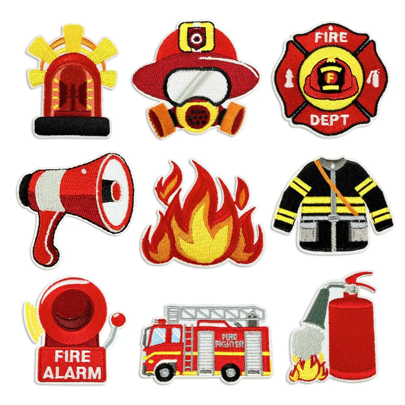 Parche Bordado de Camión de Bomberos para Ropa Infantil, Decoración de Dibujos Animados, Insignia Cosida, Conciencia sobre la Prevención de Incendios