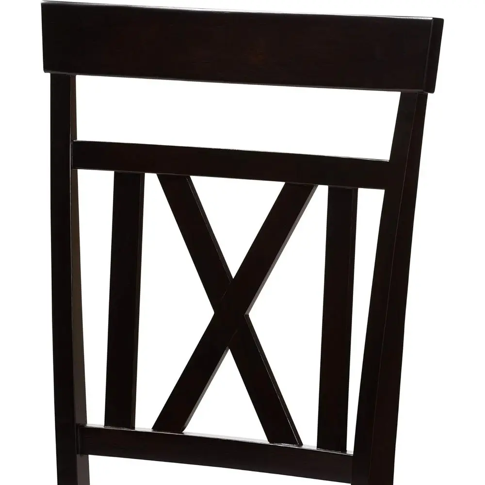 Cadeira de jantar Rosie e cadeira de jantar estofada em tecido cinza e acabamento em marrom expresso