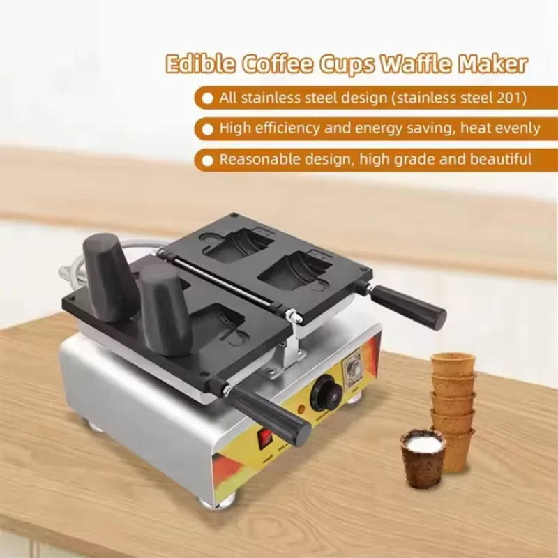 Copo de waffle comestível semiautomático que faz a máquina sorvete em forma de copo comestível para café