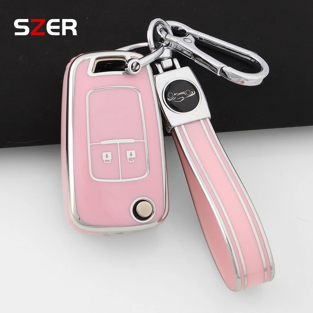 2 Buttons TPU Flip Car Key Cover Case Fob Keychain Shell For Chevrolet Chevry Cruze Sedan Hatchback Malibu Trax Aveo 2009-2019 view 2