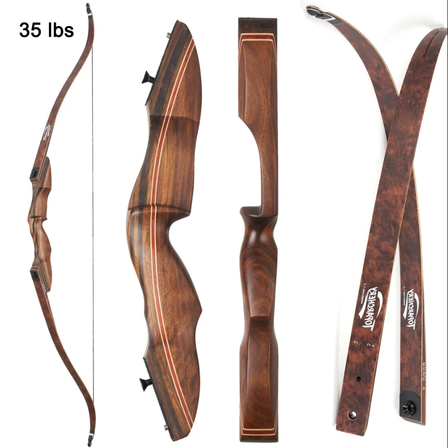 TOPARCHERY 60-Zoll Recurve-Bogen 20-60 lbs für Erwachsene, Jugendliche und Anfänger, Edler Ebenholz-Übungs- und Wettkampf-Langbogen für Rechtshänder