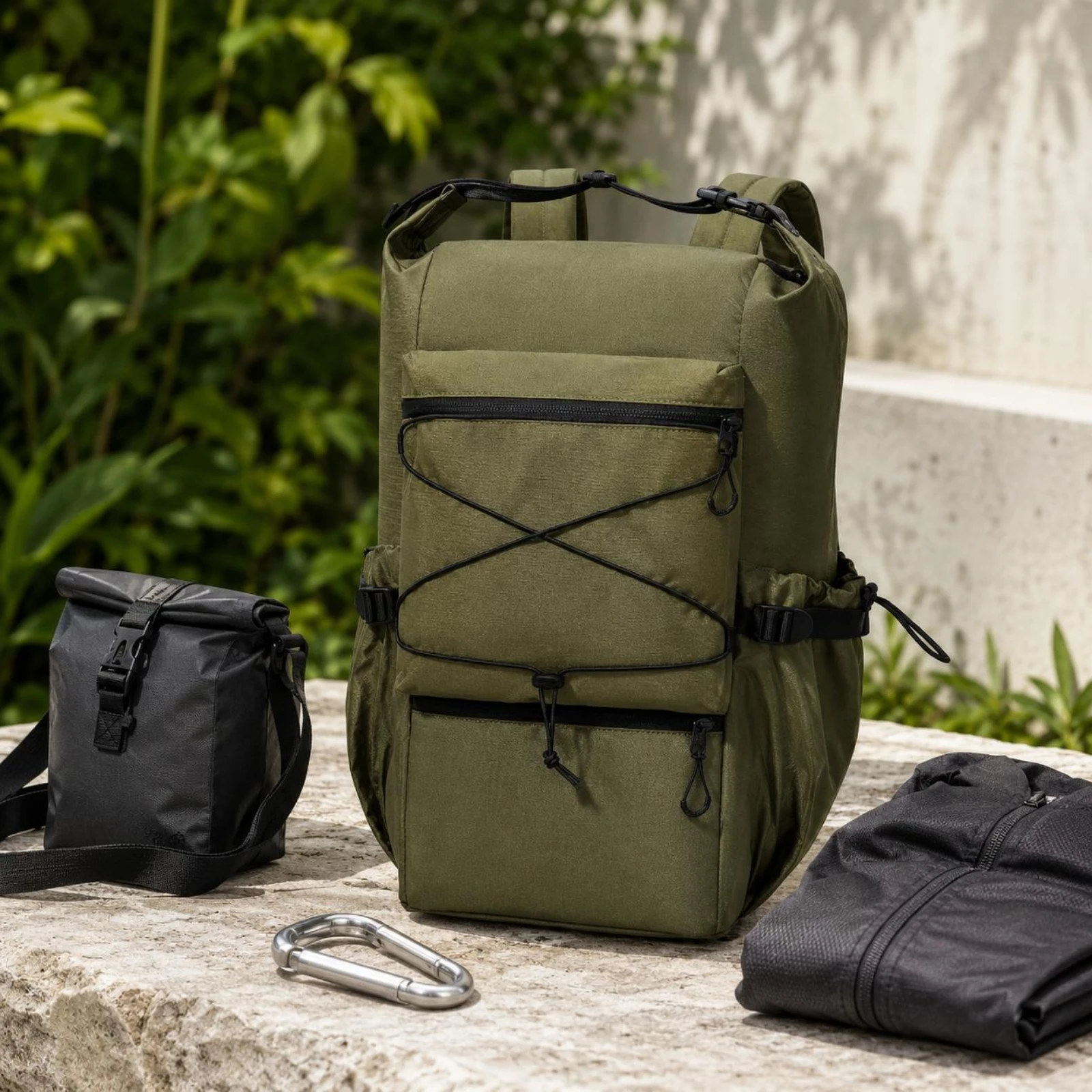 Mochila de senderismo resistente al desgaste, mochila de viaje, mochila de camping, mochila de día con bolsillos con cremallera, asa superior para llevar a diario