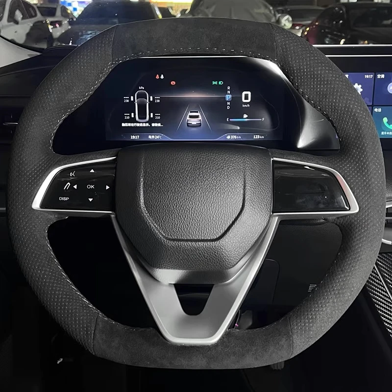Handmade Leather Steering Wheel Cover for Venucia D60 Plus 2021-2023, Full Wrap Vehicle-Specific Luxury Car Accessories