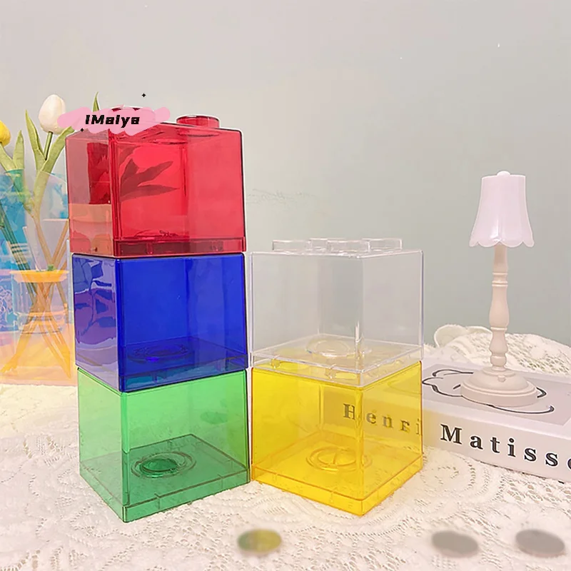M-Blocks Shape Coin Box Kids Money Bank Transparent Stackable Storage Boxes Toy Gift for Children Coin Piggy Money Saving Box