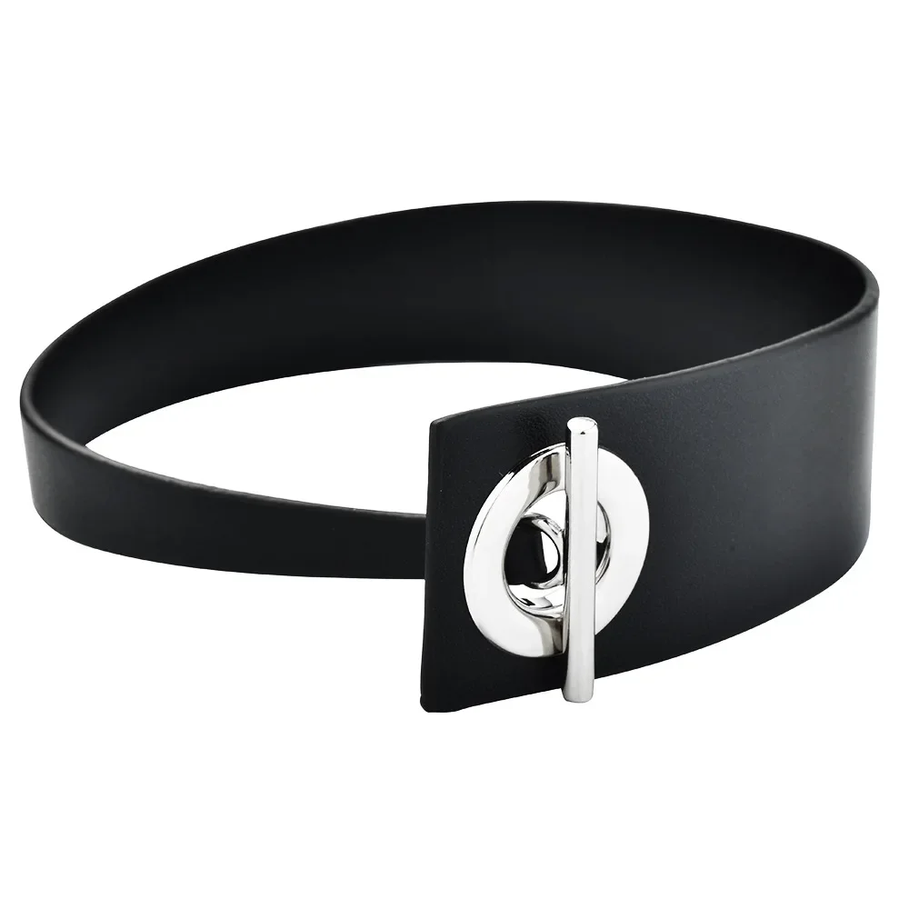 2025Collana punk scuro, colletto Harajuku in stile giapponese, collana corta con fibbia ad anello in metallo in pelle PU