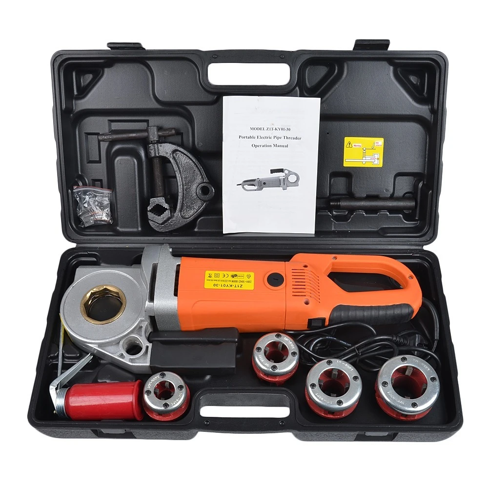 Portable Handheld Electric Pipe Threading Machine with 6 Dies 2300W Ratchet Pipe Cutter Threader