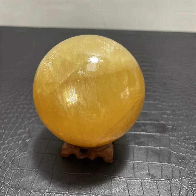 

10cm NATURAL CITRINE CALCITE QUARTZ CRYSTAL SPHERE BALL