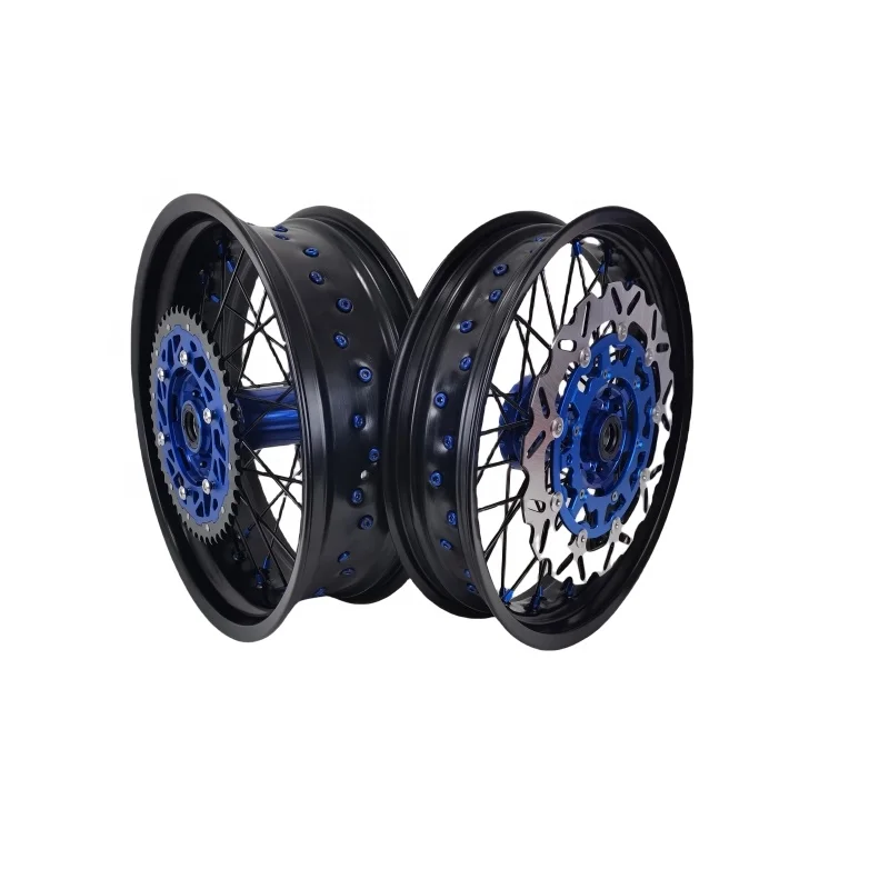 Set di Ruote Supermoto in Lega di Alluminio CNC da 17 Pollici per Moto YZ125 250 YZF250/450