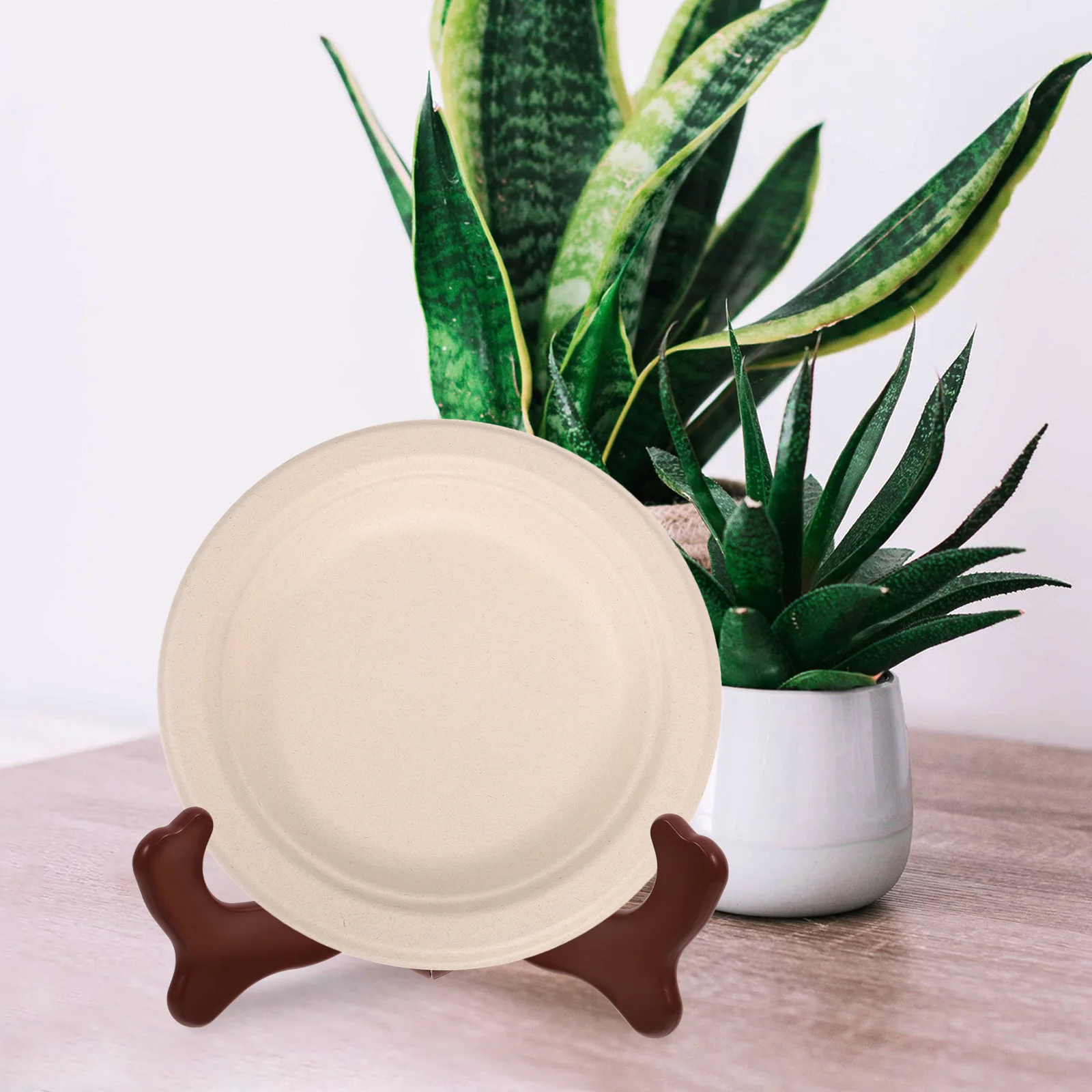 

Ceramic Plate Holder Display Stand Adjustable Plastic Easel For Decorative Plates Craft Display Rack Tabletop Decor Brown