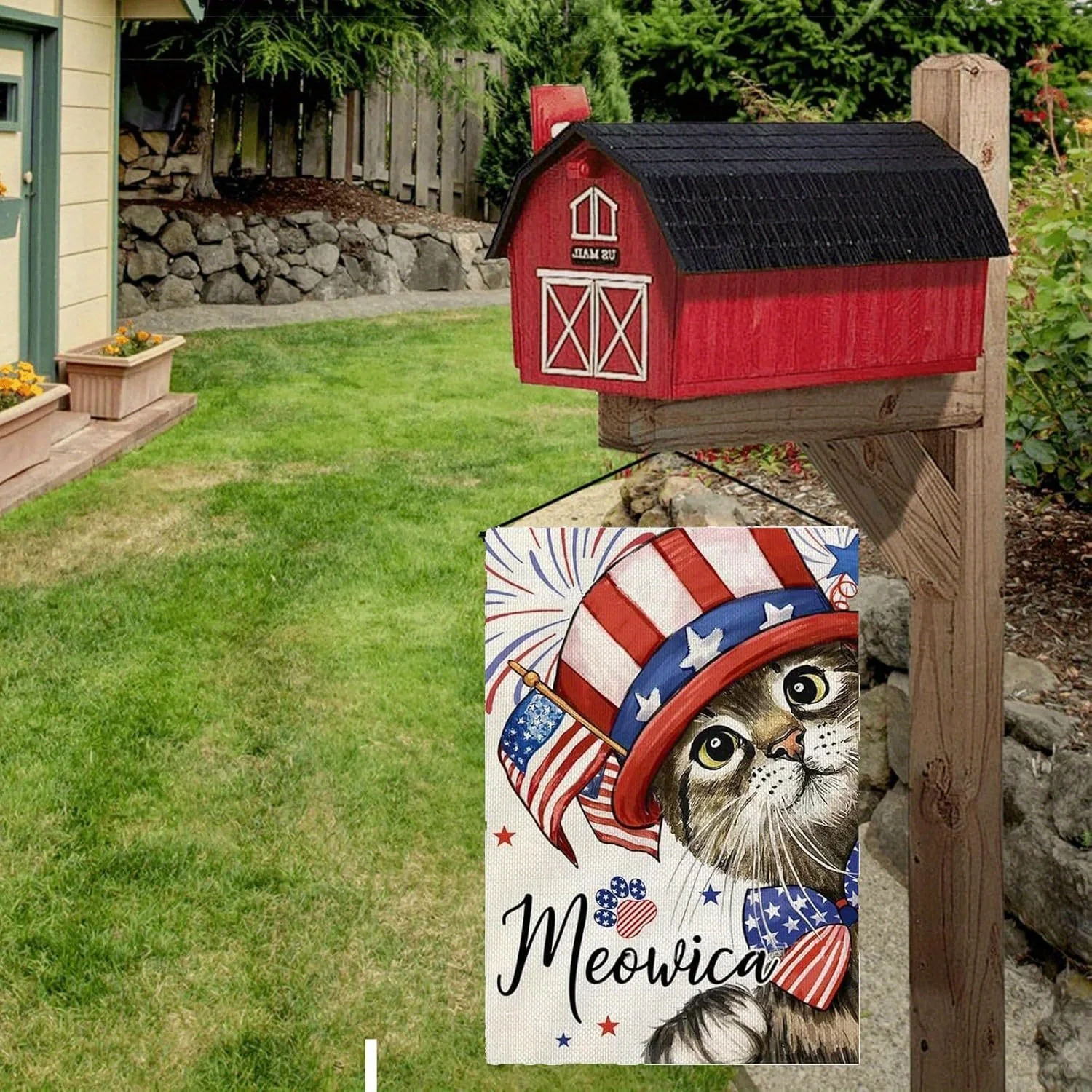 Patriotic Cat Welcome Garden Flag 5
