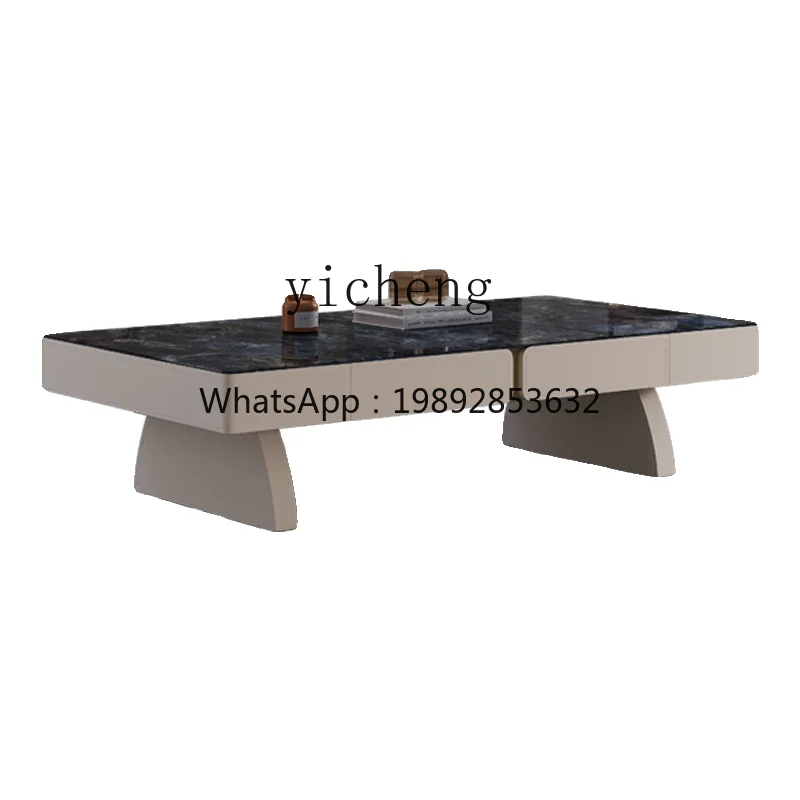 ZZ  saddle leather electric lifting coffee table dining table modern simple smart rock slab coffee table