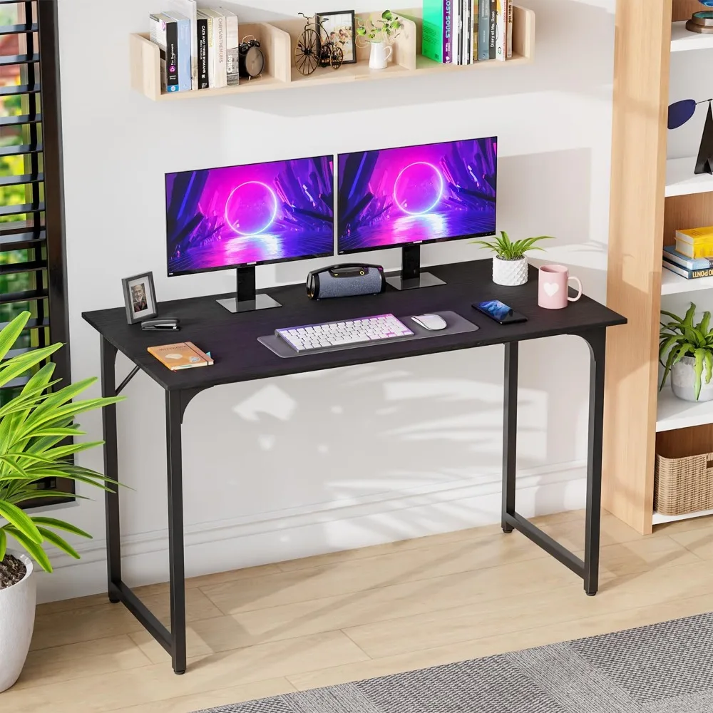 47 in Computer Desk Gaming Desk Multi-Function Writing Table Student Art Modren Simple Style PC Wood and Metal Desk Workstation