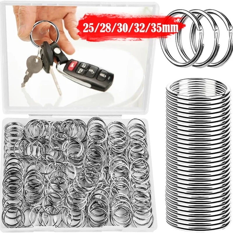 10pcs Stainless Steel Key Rings 25/28/30/32/35mm Round Flat Line Split Rings Keyring for Jewelry Making Keychain DIY Findings