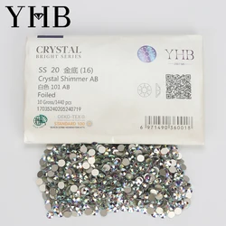 YHB Crystal Shimmer AB Dazzling Hotfix Nonhotfix Crystal electroplating Flatback Hotfix Rhinestones For Shoes Bags Garment