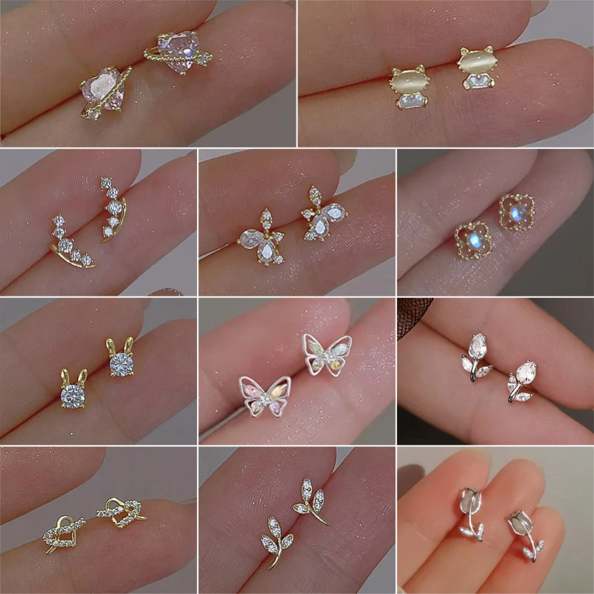 925 Silver Needle Simple Fashion Pavé Crystal Lightning Stud Earrings Women Exquisite Student Girlfriend Jewelry Accessories