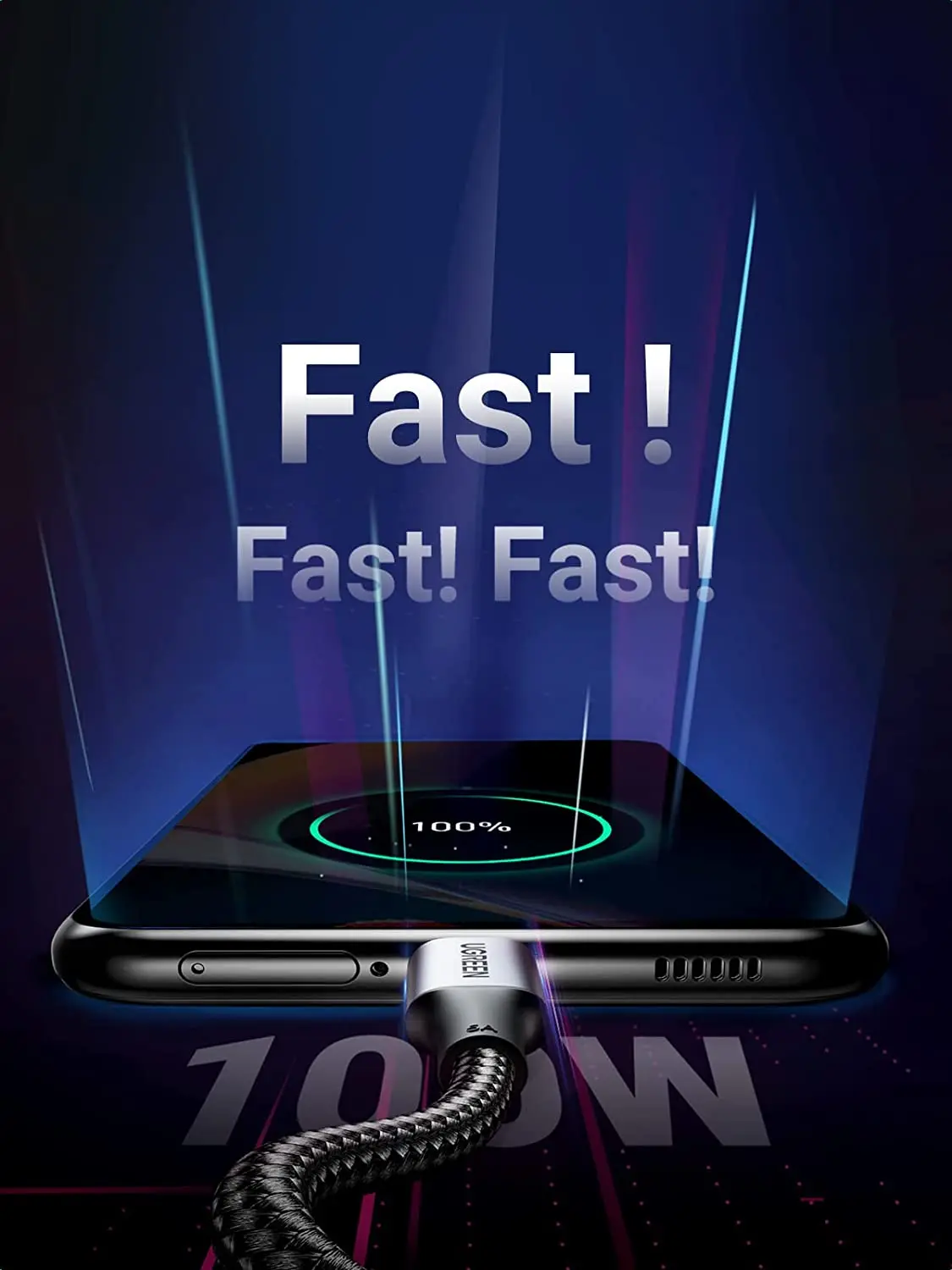 UGREEN Кабель USB C — USB C, кабель для зарядного устройства PD 100 Вт USB C для iPhone 15