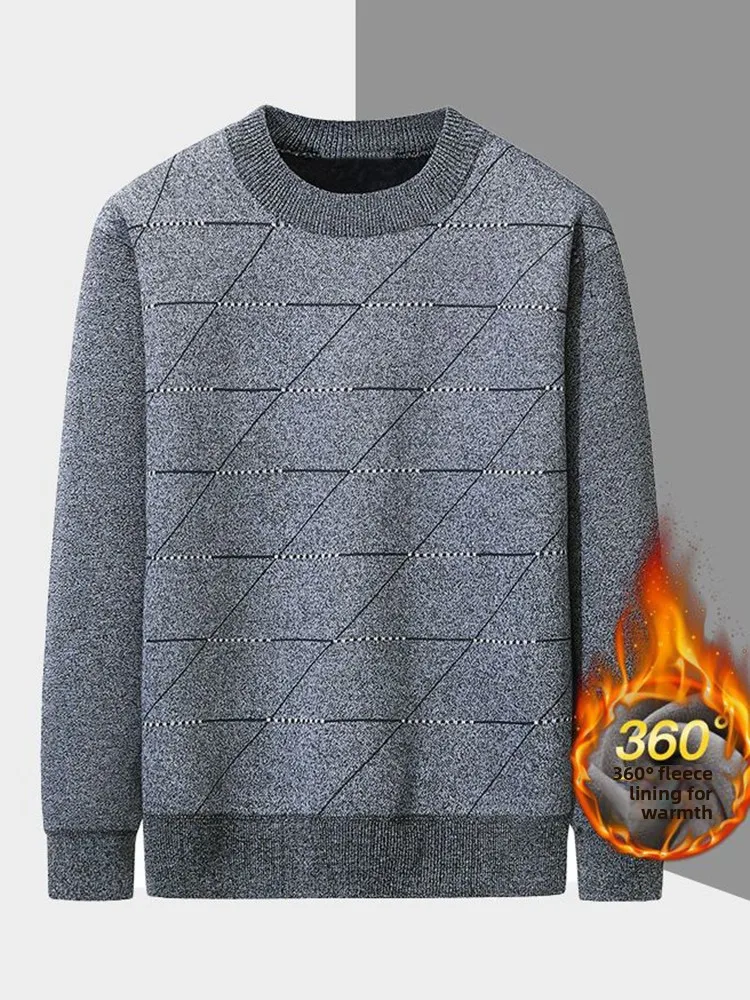 

Thiened Fce Knitted Sweater round Nelined andpa Sle Base irt Warm Top for Middle-Aged And ly in Autumn And ...