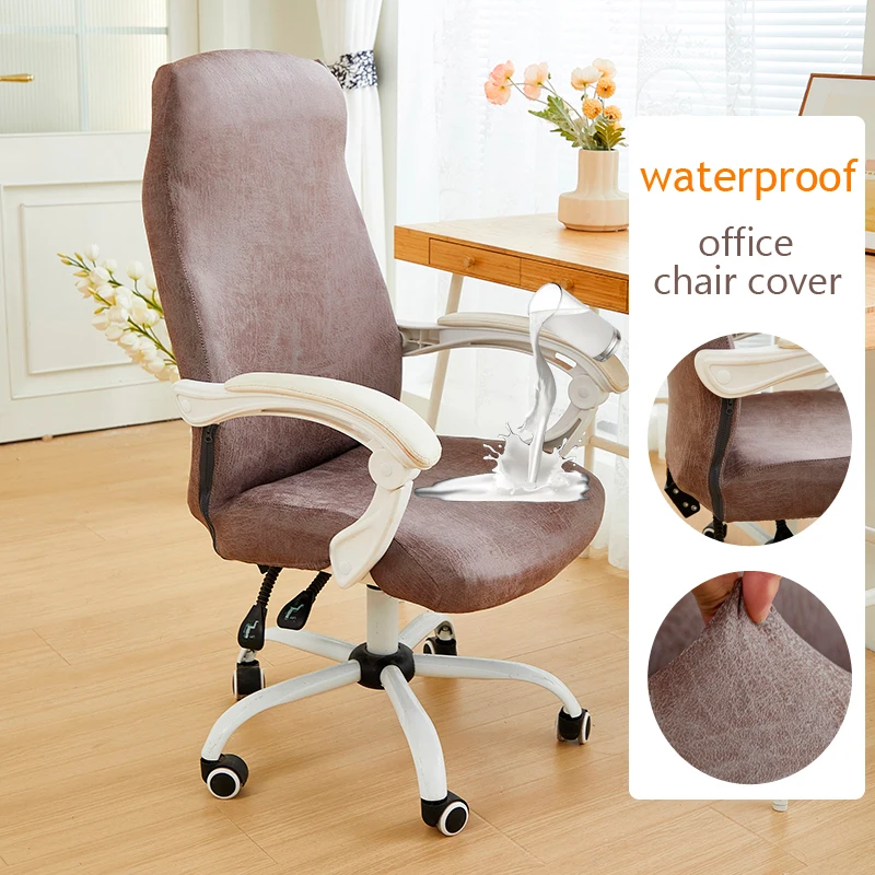 waterproof Office Chair Cover,Removable Desk Chair Cover with Zipper,Stretch Anti-dust Universal Rotating Office Seat Slipcover