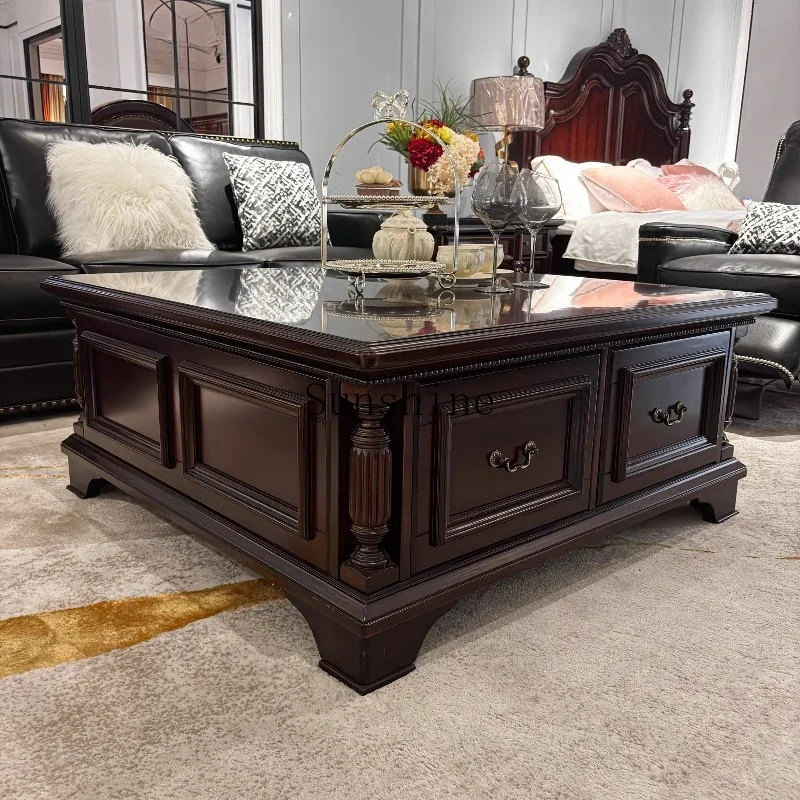 

American solid wood square coffee table villa high-end living room furniture simple and modern