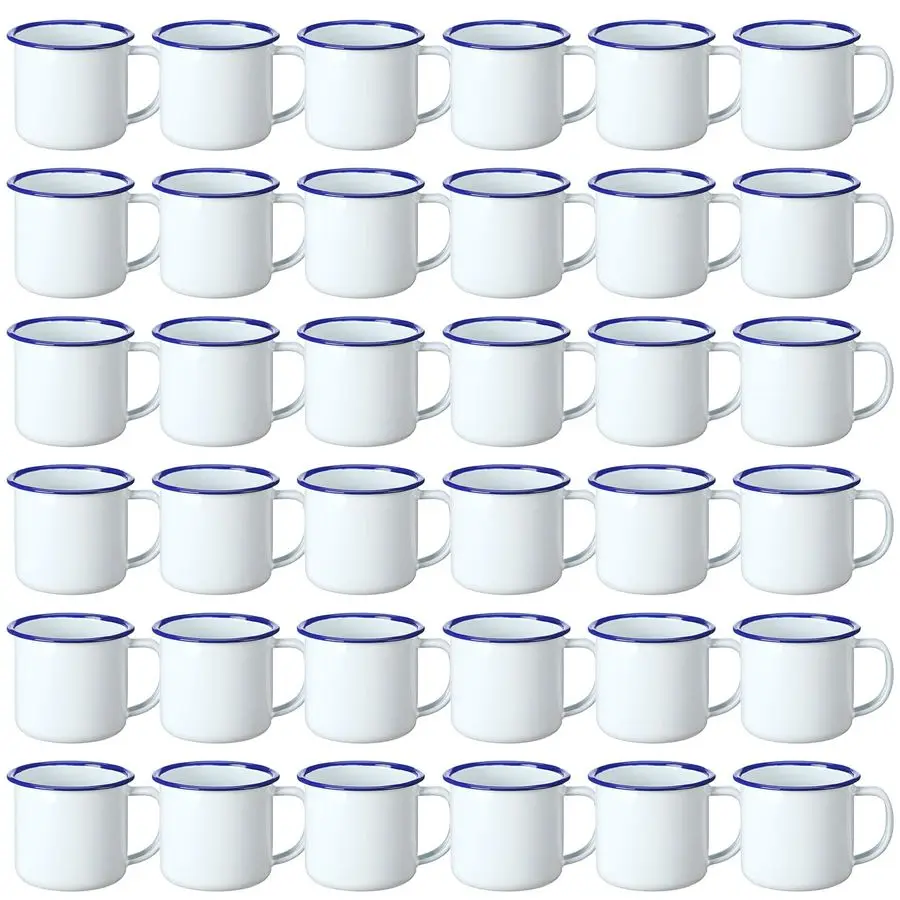 Mini Tazas de Café Esmaltadas para Camping, Pequeñas, Clásicas, Portátiles, Blancas, para Fogatas, Tazas Vintage al por Mayor con Asa para Café, Té, Pi