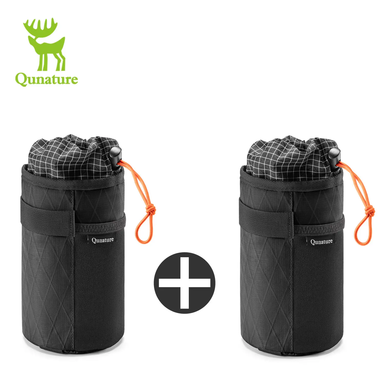 Qunature 2Pcs Bicycle Handlebar Water Bottle Bag MTB RB Front Beam Bag Insulated Cooler Folding Bike Handlebar Bag Crossbody Bag