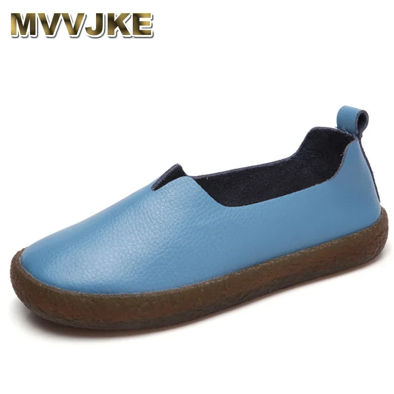 

MVVJKE Women Shoes Genuine Leather Ballet Flats Rubber Personality Soft Flats Slip On Comfort Casual Loafer Summers Large