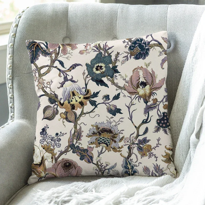 Pillow case  Printed, cushion cover, Home decor, Hampton style flowers sofa bed cushion cover, 45x45cm