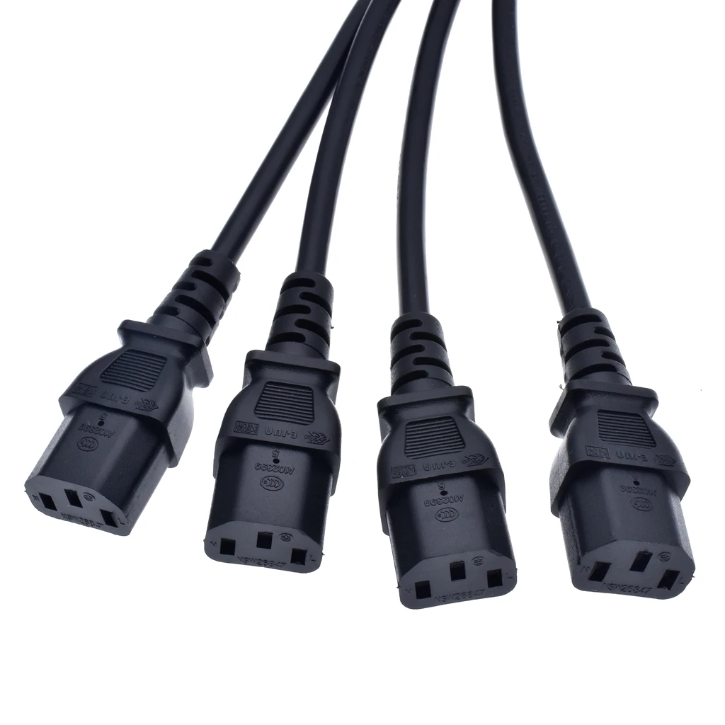 High Quality IEC 320 C14 Male Plug to 4XC13 Female Y Type Splitter Power Cord , C14 to 4 x C13, 250V/10A*