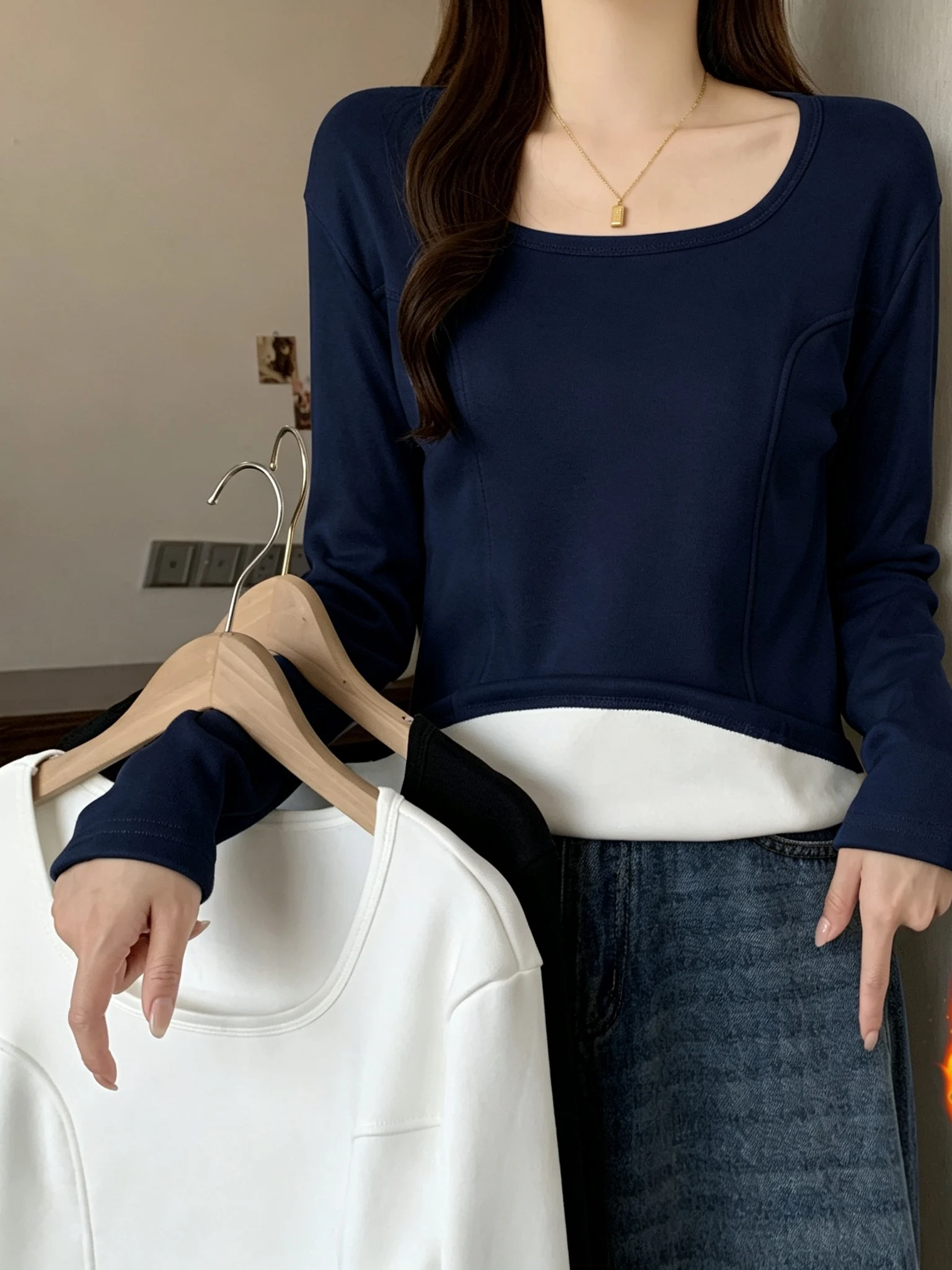 Women's Fleece Lined Thick Long Sleeve Base Shirt Slim Fit Thermal Underwear T-Shirt High Elasticity Comfortable Warmth Control