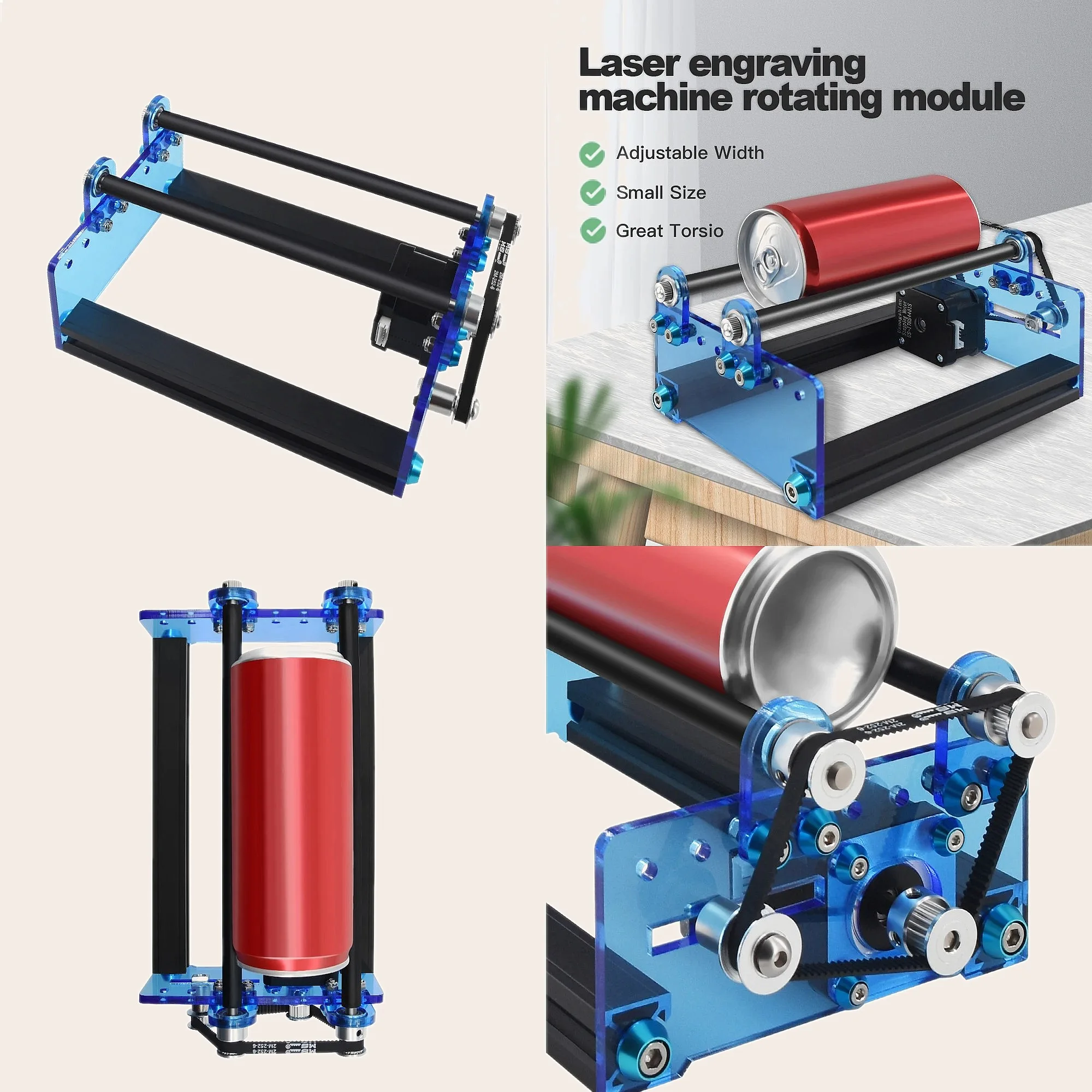 Twotrees Y-Axis Rotary Roller 3D Printer Module for Laser Engraving Cylindrical Objects