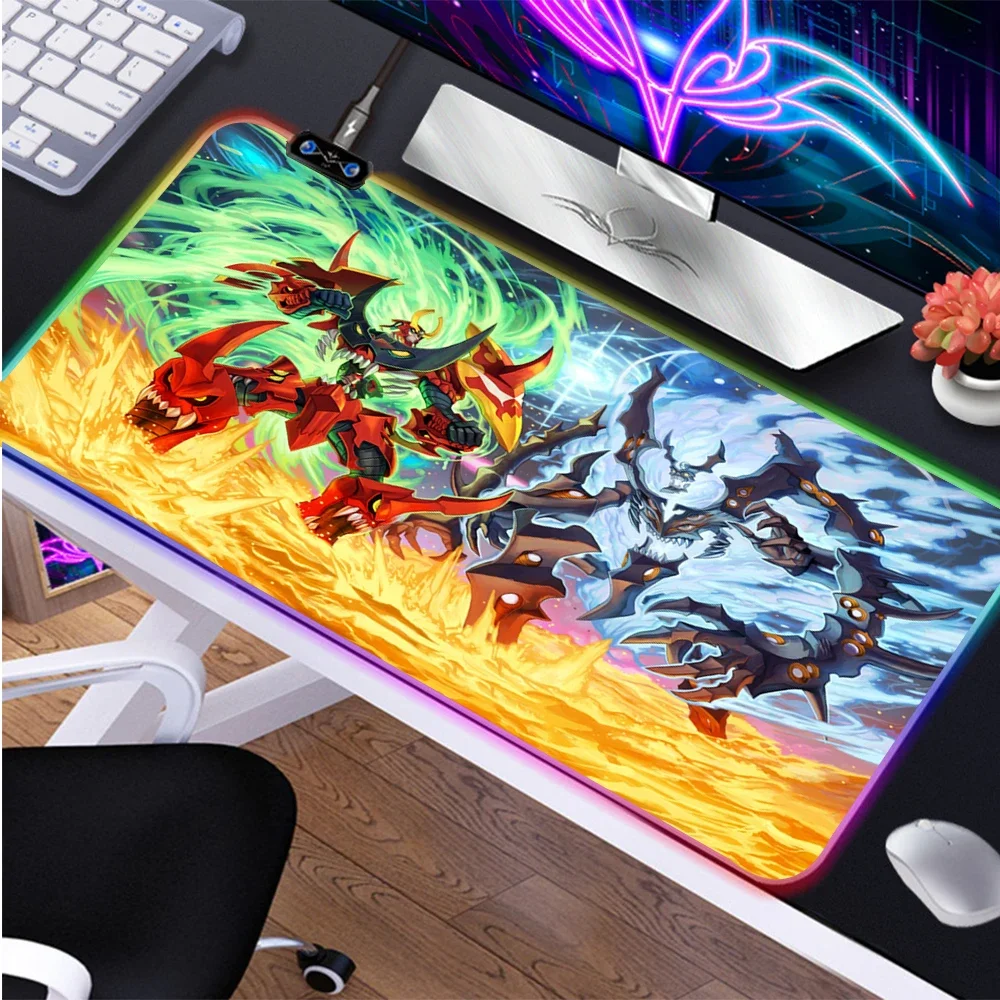 Gurren Lagann RGB Mouse Pad Pc Gamer Cabinet Keyboard Tengen Toppa Mat Computer Anime Deskmat Gaming Accessories Table Mousepad