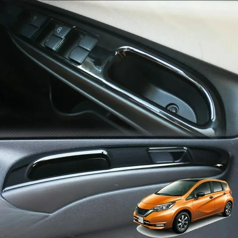RHD For Nissan Note E12 E-power 2016-2019 ABS carbonfiber Window Switch Panel Frame glass control Cover Trim Interior Stickers