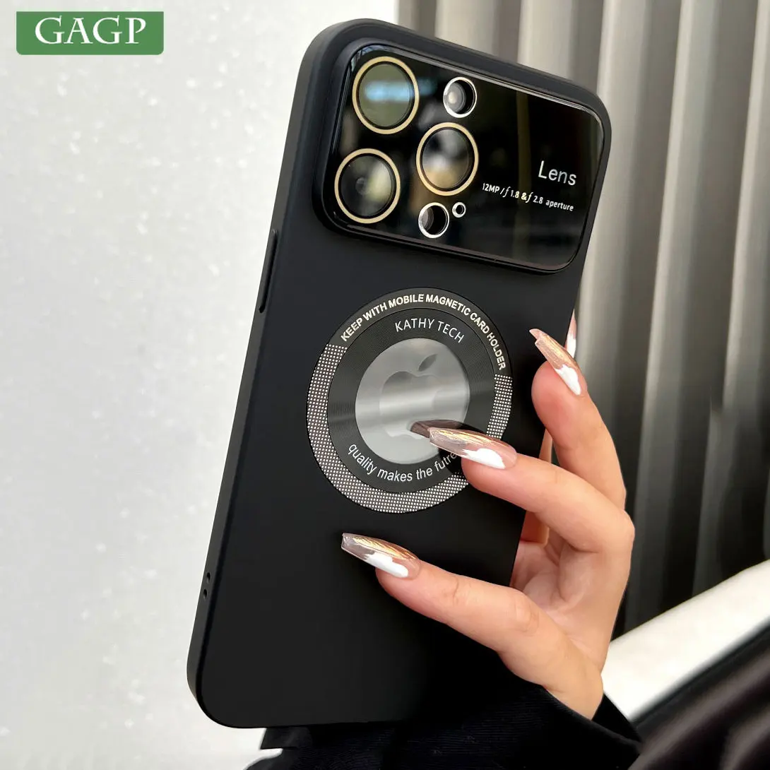 

Lens Protection Integrated Magnetic Phone Case For iPhone 11 12 13 14 15 Pro Max 15Pro Fashion Logo Hole Magsafing PC Hard Cover