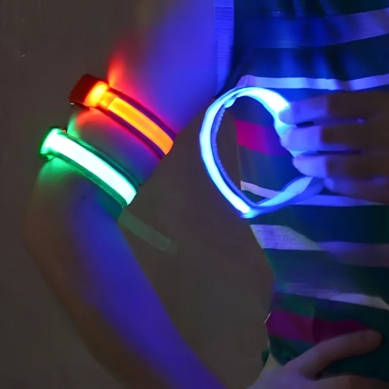1PC LED Luminous Bracelet Outdoor Night Warning Light Sport LED Wristbands, Adjustable Running Armband For Runners Joggers