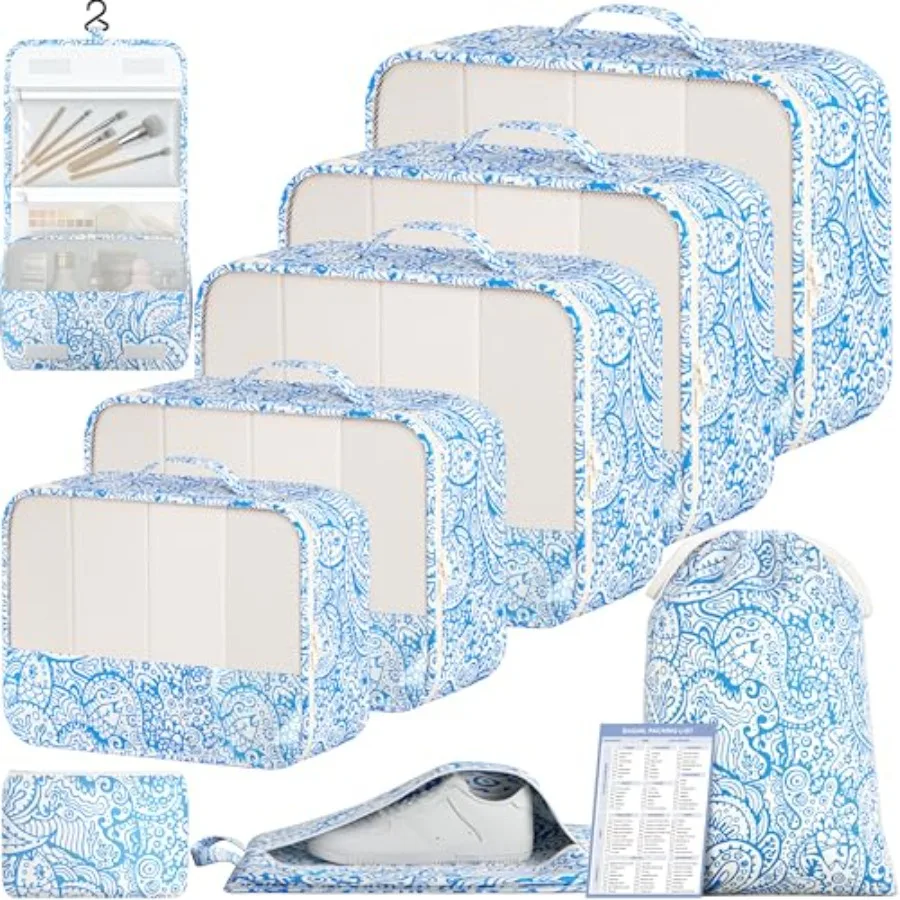 

Набор из 9 органайзеров для упаковки вещей с листом для ведения учета, дорожные органайзеры для аксессуаров, в различных цветах, из прочного материала