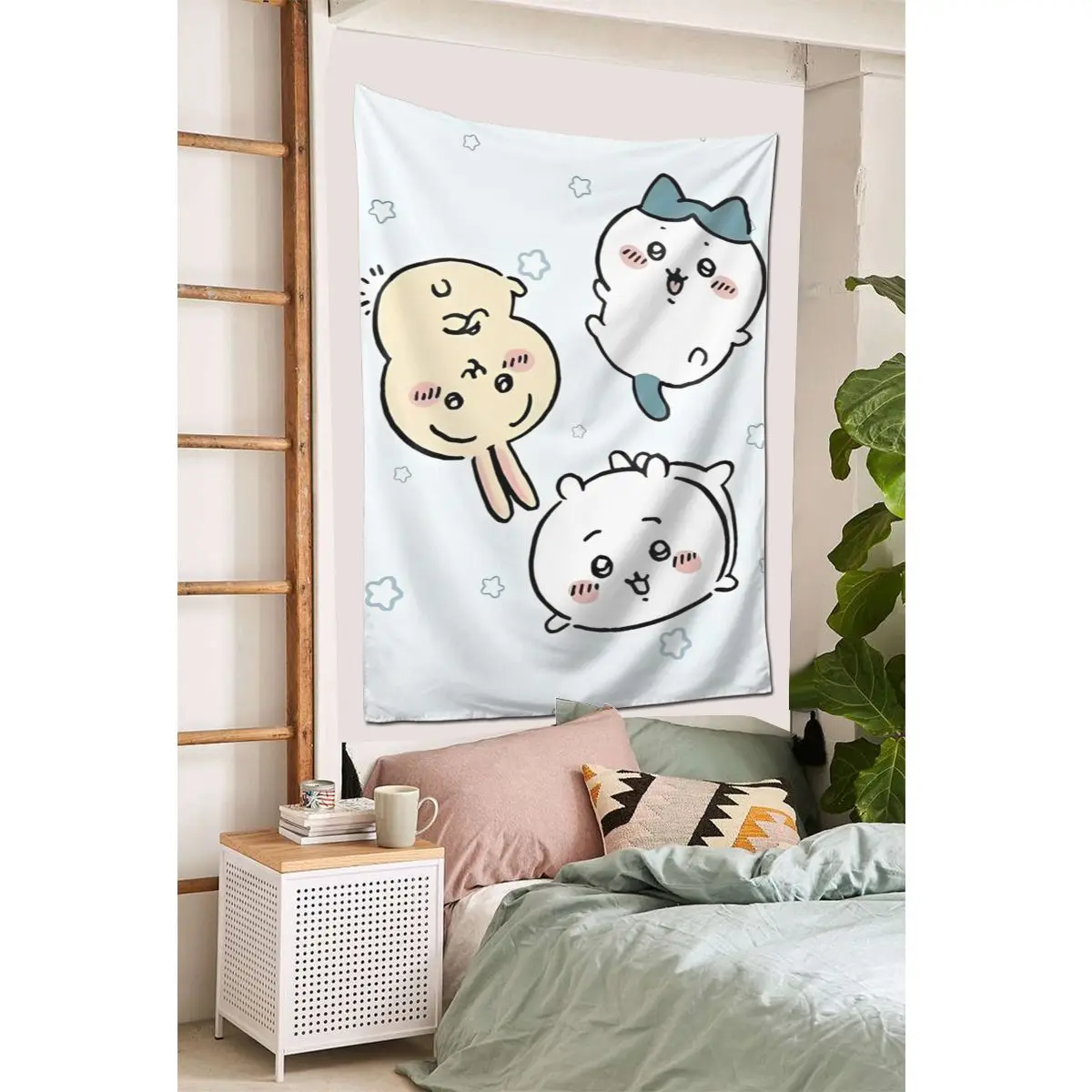 C-Chiikawas نسيج الجمالية خلفية القماش جدار الفن شنقا الرجعية طباعة مخصص غرفة نوم النوم ديكور المنزل بطانية #4