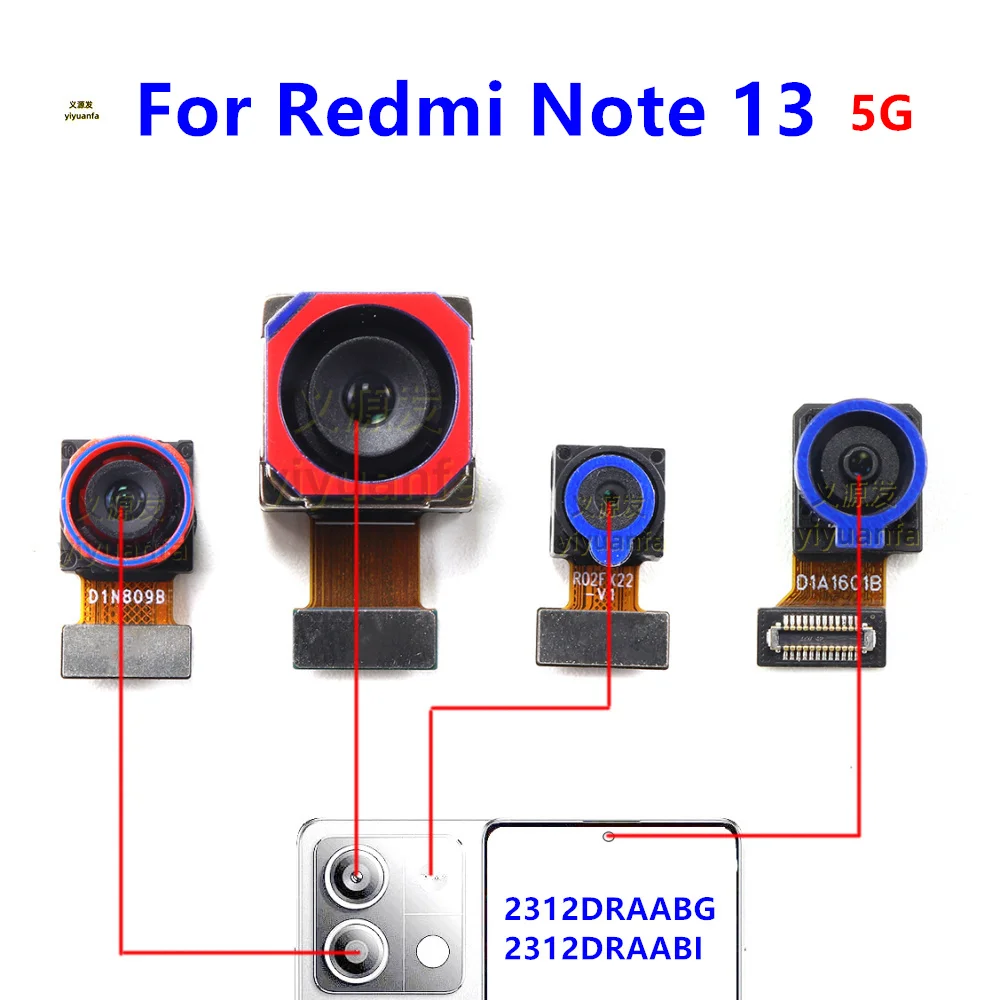 Front Rear Camera For Xiaomi Redmi Note 13 5G Main Facing Back Camera Module Flex Cable Replacement Spare Parts