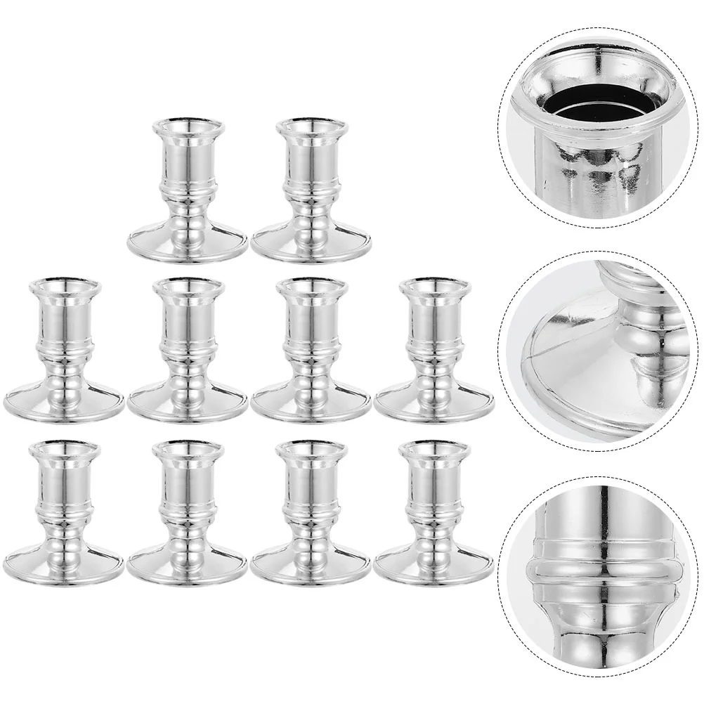 10 Pcs Electronic Base Candleholder Taper Candles Decorative Candlestick Holders Plastic