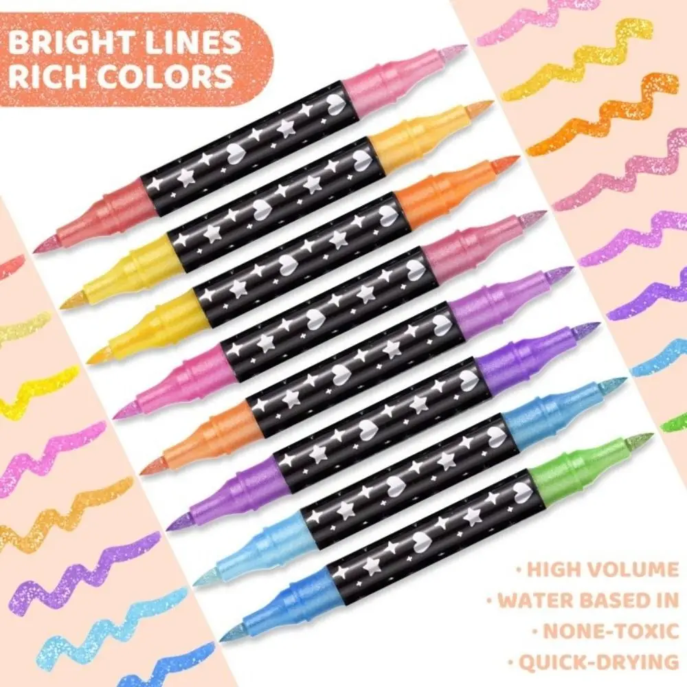 24/48/72/96 colori pennarello flash penna fluorescente bicolore perlescente audace penna per pittura per studenti a doppia testa