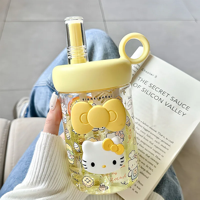 Hello Kitty Summer Girls' Plastic Cup  Cute, Stylish Straw Cup  Large-Capacity, Food-Grade, Portable Student Sports Water Bottle view 4